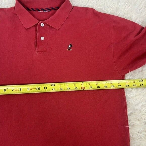 Vintage 90s Disney Mens Embroidered Mickey Mouse Red Golf Polo Shirt Cotton Lrg - Picture 6 of 9